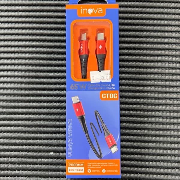 Cabo 2M 65W Tipo-C/Tipo-C CBO-12441 INOVA