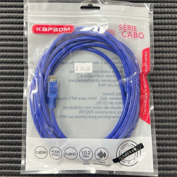Cabo de rede 3 metros RJ45 KAP-W-3M KAPBOM